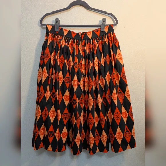Vixen by Micheline Pitt Orange and Black Diamond Skirt - Picture 3 of 4